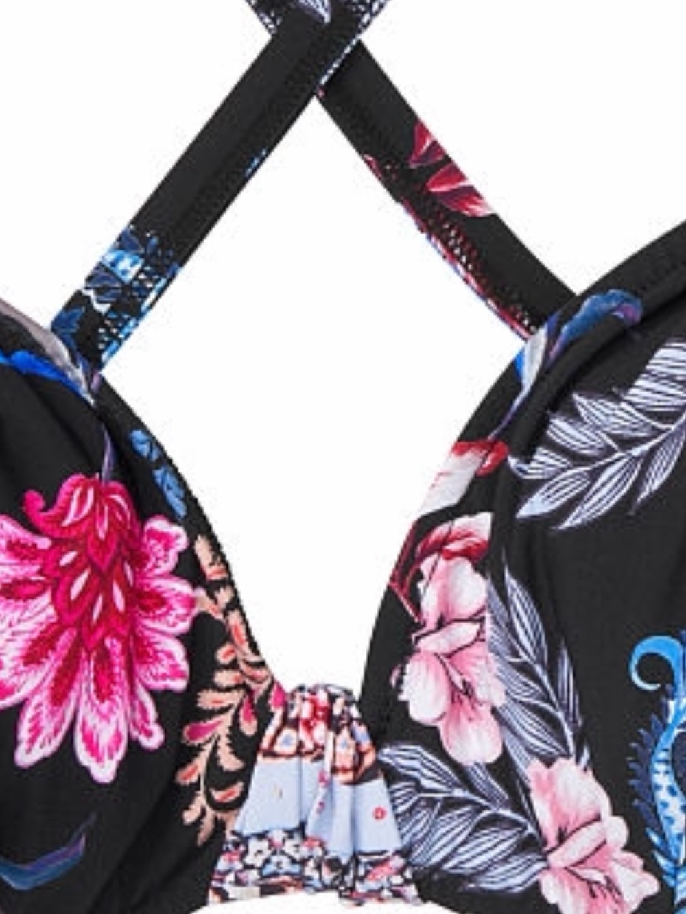 Seafolly Black Floral Underwire Halter Bikini Top - Picture 7 of 9